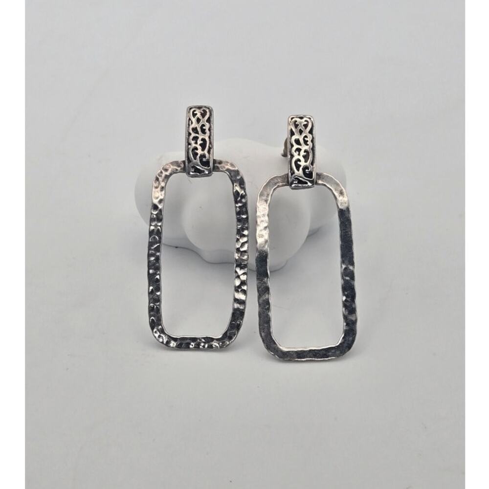 Turkey 925 Silver Handmade Hammered Ladies Earrings - Picture 4 of 8